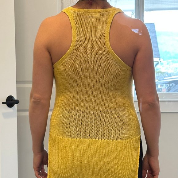 10 Crosby Derek Lam Yellow / Gold Knit Yarn Dressy Top, Racer Back (Sz Sm) - Picture 8 of 9